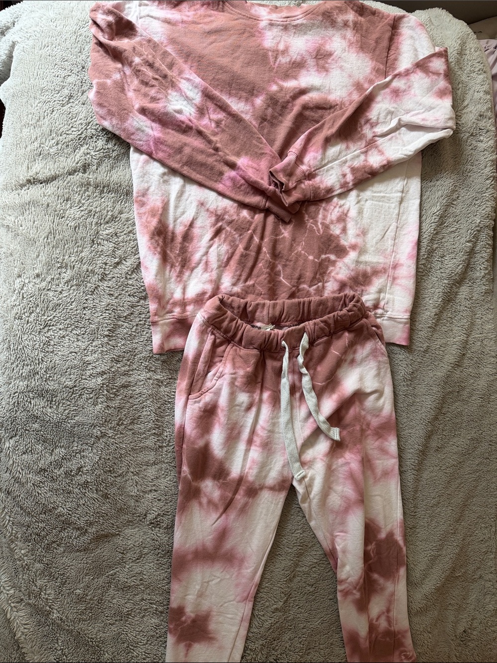 Los Angeles Apparel Pink & White Tie-Dye Track Joggers Set